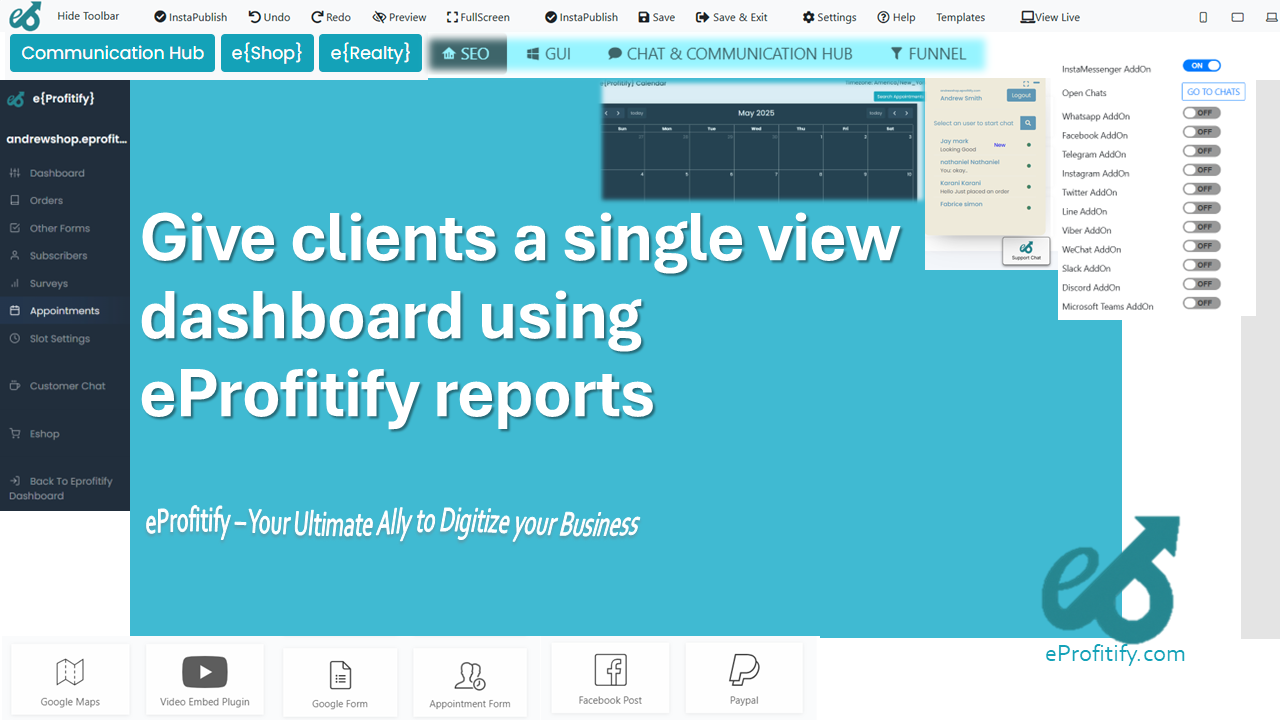 Give clients a single view dashboard using eProfitify reports